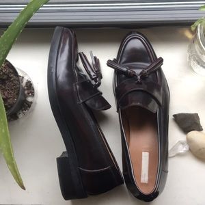 H&M Leather Tassel Loafers in Sherry Wine